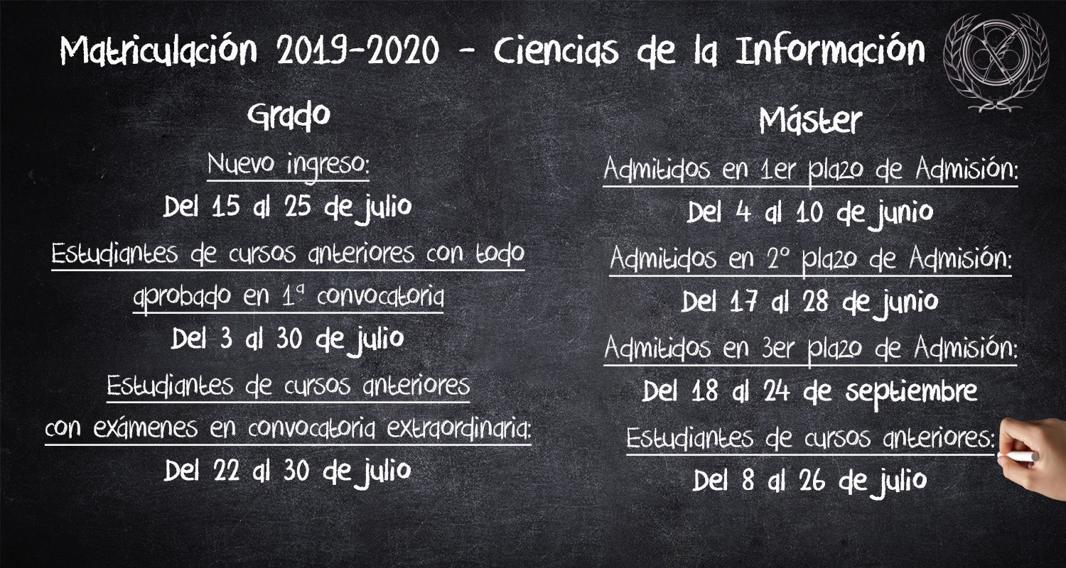 Calendario de matriculación 2019-2020